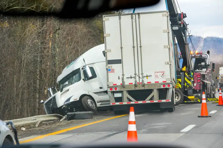 White Semi Crashed